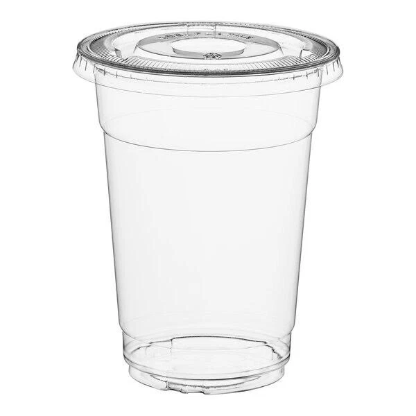 Crystal Clear PET BPA Free Plastic Cups With Flat Lids